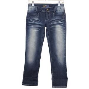 Angels Women’s Blue Skinny Jeans‎ Mid Rise Distressed Wash Size 5 Y2K VTG